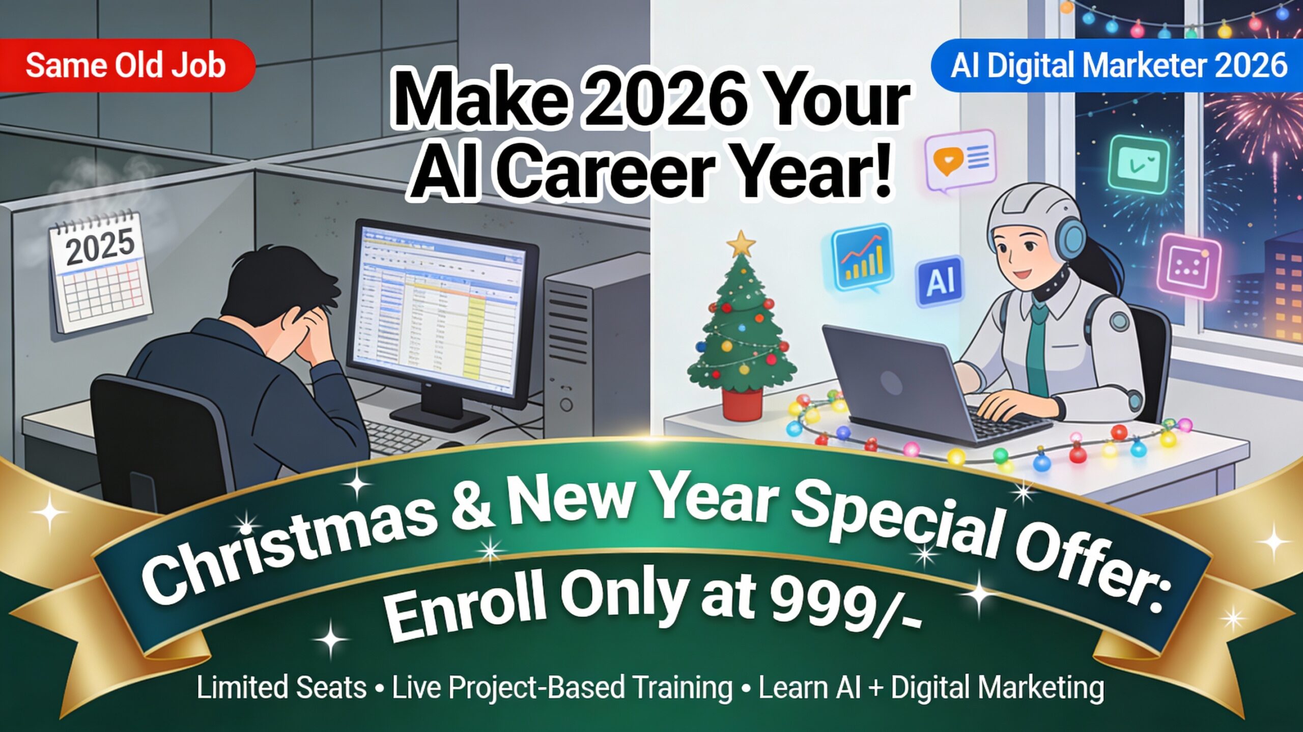 new year special offer enroll in digital marketing online course at 999